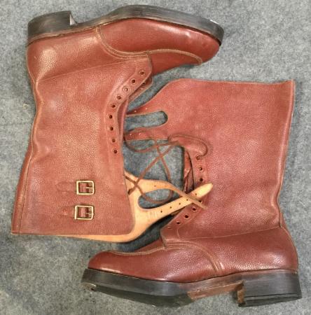 Officer’s Brown Leather Field Boots, 1944, Large